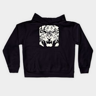 Tiger Vector Artistic White Face Cut Out Kids Hoodie